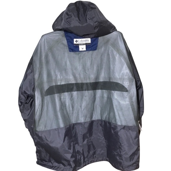 Columbia Packable Mens XXL Rain Jacket Hooded Full Zip Blue Gray Windbreaker - Picture 12 of 16